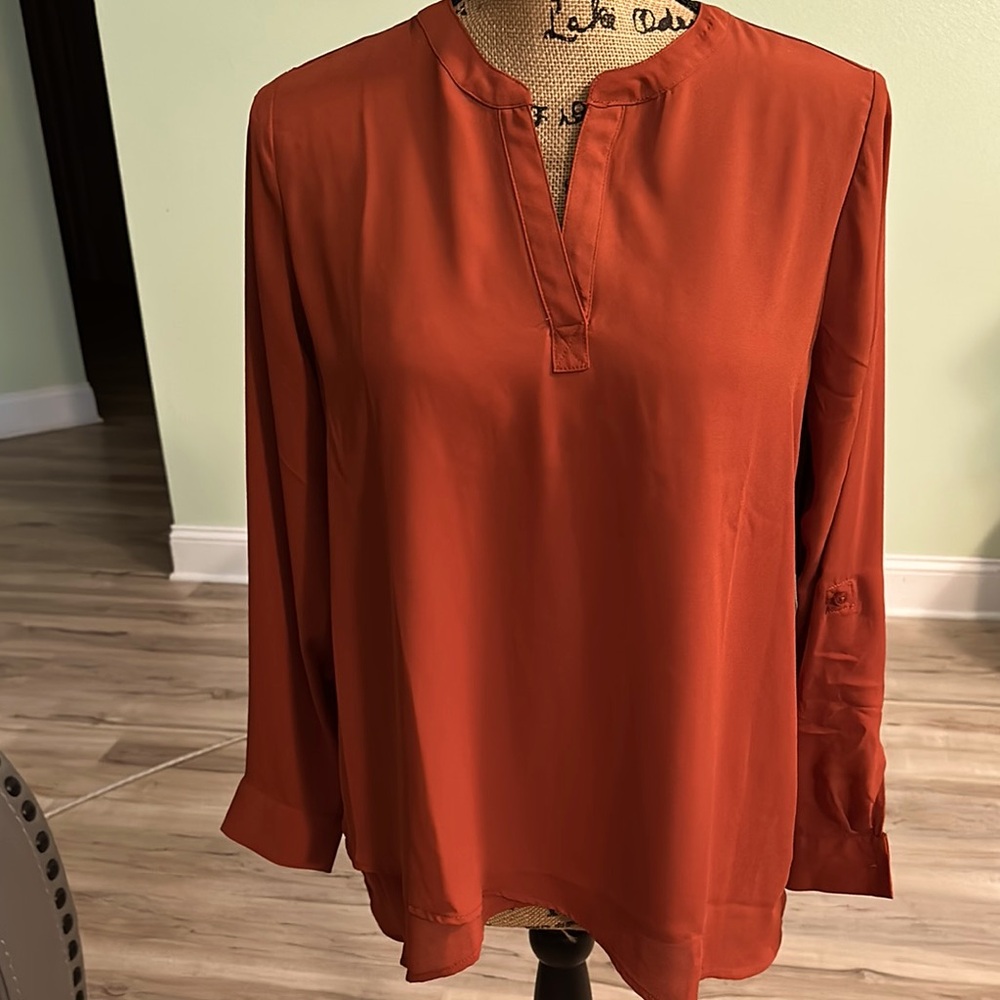 Rust Orange Long Sleeve Blouse by Vera Wang
